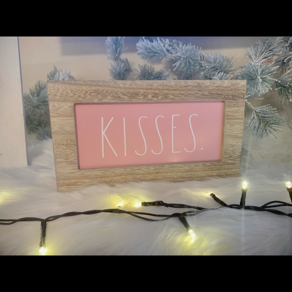 Rae dunn pink and white kisses valentines day decor sign